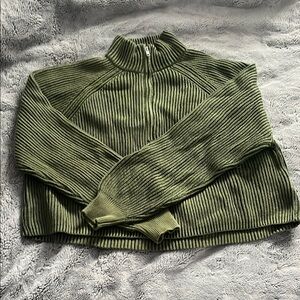 Green Ribbed Women's Sweater